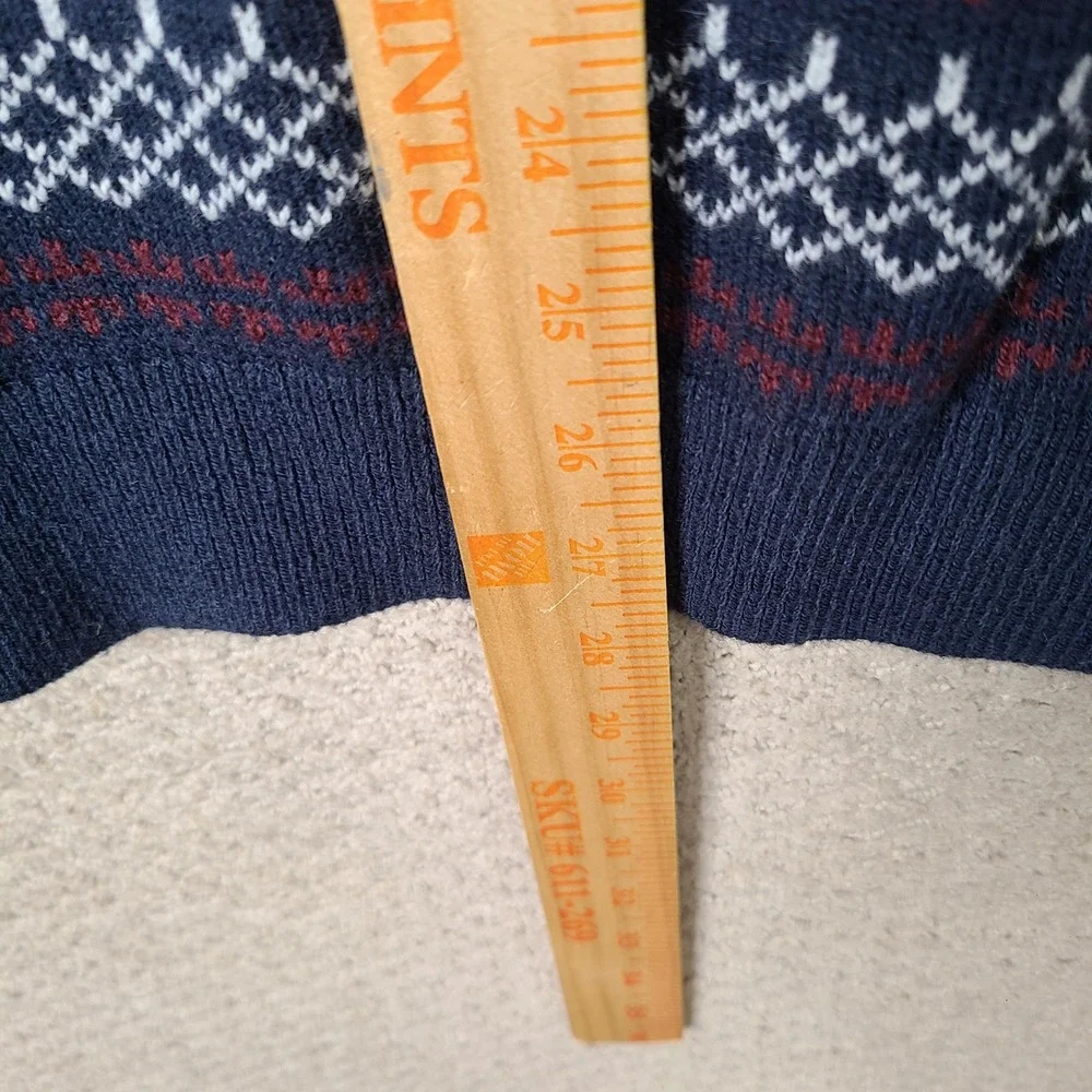 Banana Republic Sweater Mens M Blue Red Fair Isle Crew Neck Cotton Wool NEW